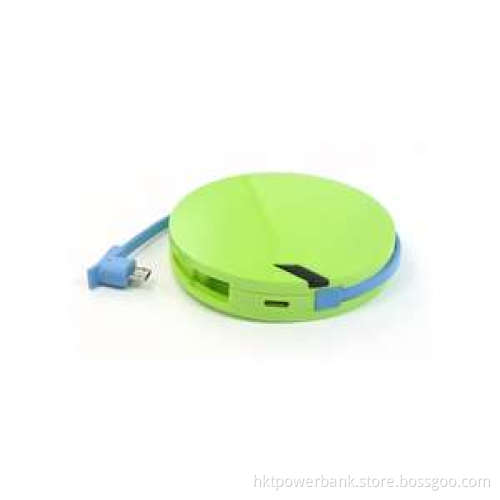 3000mAh Micro USB Cable Bright Green Round Power Bank Charger for Samsung